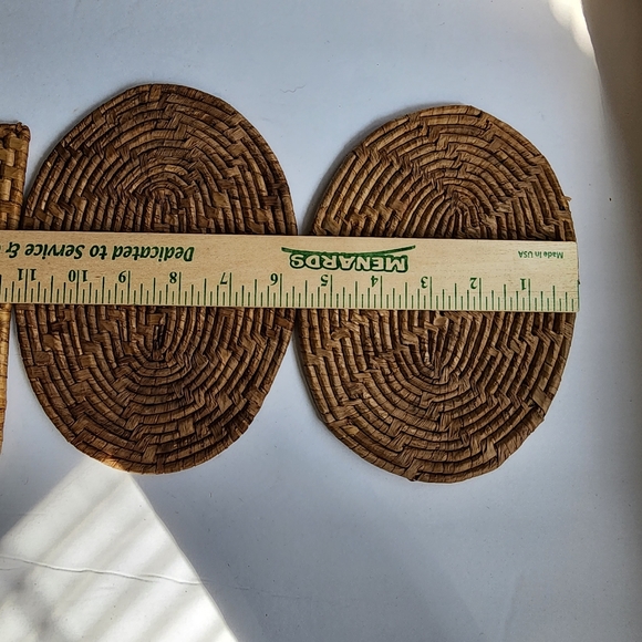 (3) vintage woven rattan rafia trivets - Picture 5 of 7
